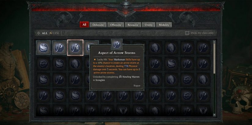 List of All Dungeons Legendary Aspects in Diablo 4